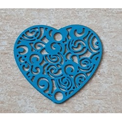 Metall Anhänger Herz türkis