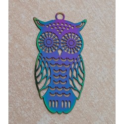 Metall Anhänger Eule bunt