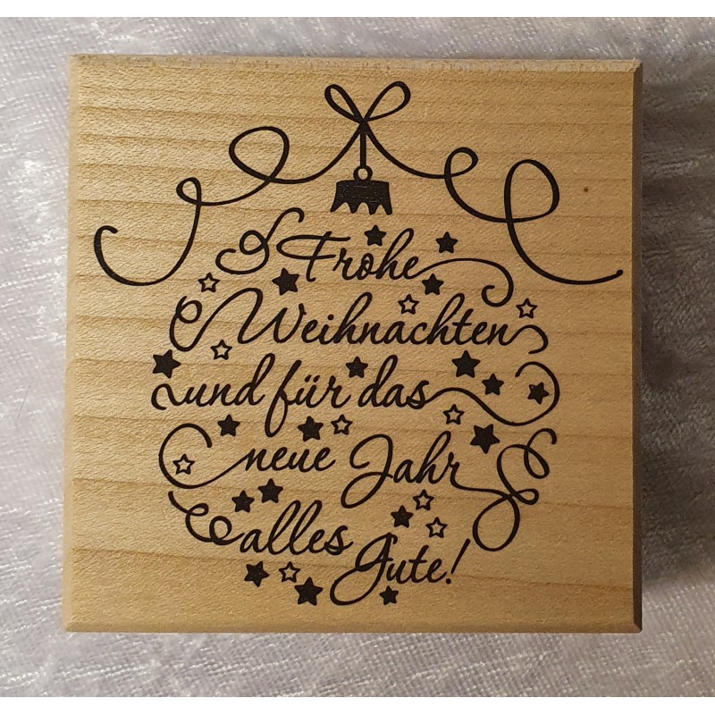 Holz Stempel Fröhliche Weihnachten Kugel