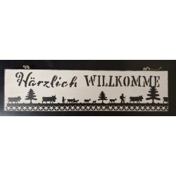 Schild Härzlich Willkomme