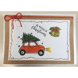 Weihnachtskarte Auto rot