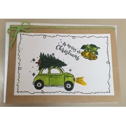 Weihnachtskarte Auto hellgrün