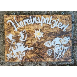 Schild Hereinspatziert