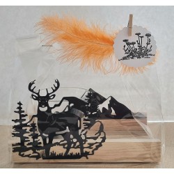 Teelicht Holz/Glas  Hirsch