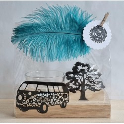 Teelicht Holz/Glas  VW Bus