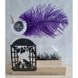 Teelicht Holz/Glas Katzen