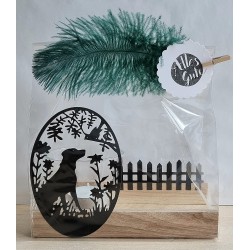 Teelicht Holz/Glas  Hund
