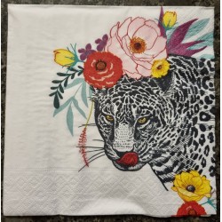 Serviette Leoparden/Blumen