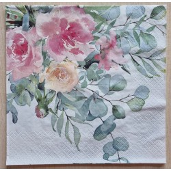 Serviette Blumen/weiss