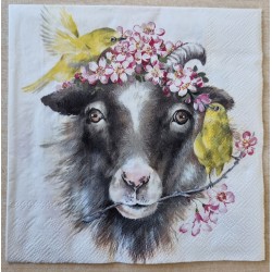 Serviette Ziege/Blumen