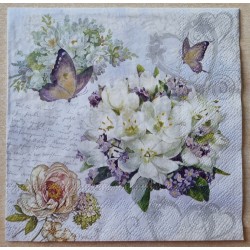 Serviette Blumen weiss