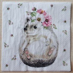 Serviette Igel/Blumen