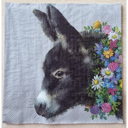 Serviette Esel/Blumen
