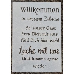 Schablone Willkommen in...