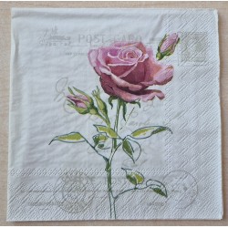 Serviette einzelne Rose rosa