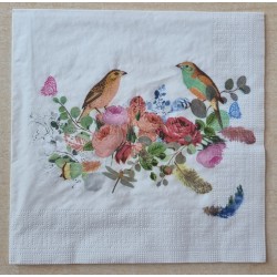 Serviette Vögel/Blumen