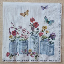 Serviette Blumen in Gläser