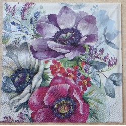 Serviette Blumen pink/violette