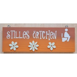 Schild Stilles Örtchen orange