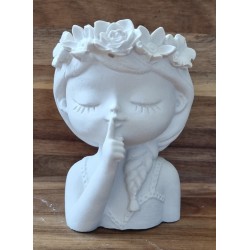 Beton Mädchenkopf weiss