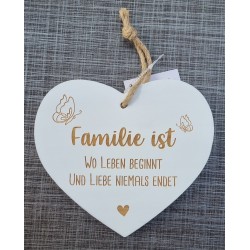 Holz Herz weiss  " Familie...