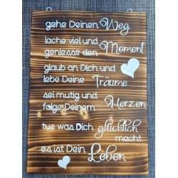 Schild geflammt  " Gehe...