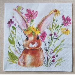 Serviette Kaninchen/Blumen
