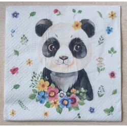 Serviette Panda/Blumen