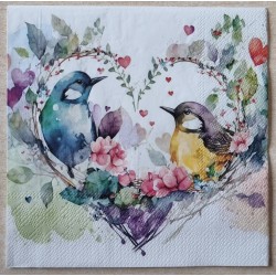 Serviette Vögel im Herz