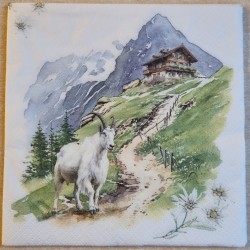 Serviette Ziege/Alphütte
