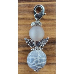 Perlen Engel grau/weiss