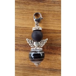 Perlen Engel schwarz/grau matt