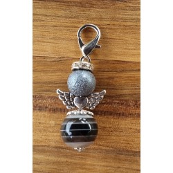 Perlen Engel grau/schwarz