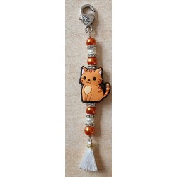 Schlüsselanhänger Katze orange