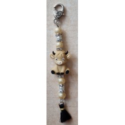 Schlüsselanhänger Kuh beige