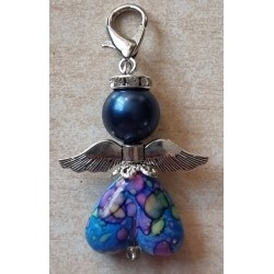 Herz Perlen Engel blau/bunt