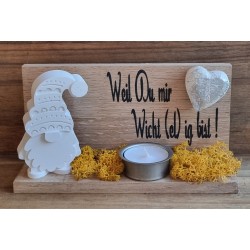 Holz Balken Teelicht "Weil...