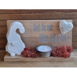 Holz Balken Teelicht "Weil...