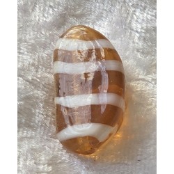 Glas Perle Nugget weiss/orange