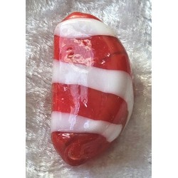 Glas Perle Nugget weiss/rot