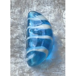 Glas Perle Nugget weiss/türkis