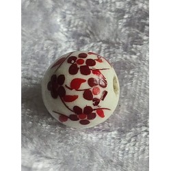 Stein Perle weiss/rot Blumen