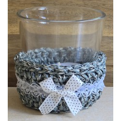 Teelicht hellgrau gemustert