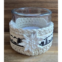 Teelicht Glas creme/Alpaufzug
