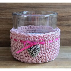 Teelicht Glas rosa/Herz