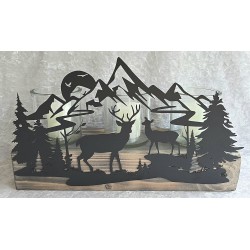 Teelicht Balken Hirsch/Berge