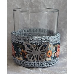 Teelicht Glas hellgrau