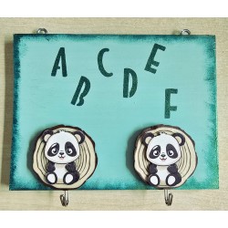 Kindergarderobe Panda/mint