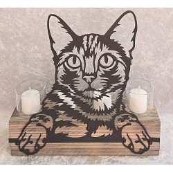 Teelicht Balken Katzen Kopf