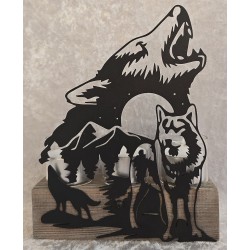 Teelicht Balken Drei Wölfe